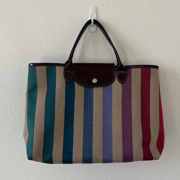 Longchamp Handbags - Longchamp Striped Multicolor Tote Bag
